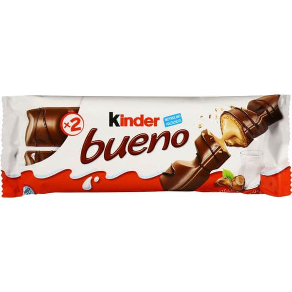 BEST BY SEPTEMBER 2024: Ferrero Kinder Bueno Bar Two Milk Chocolate Covered Wafers with Smooth Milky and Hazelnut Filling 43g