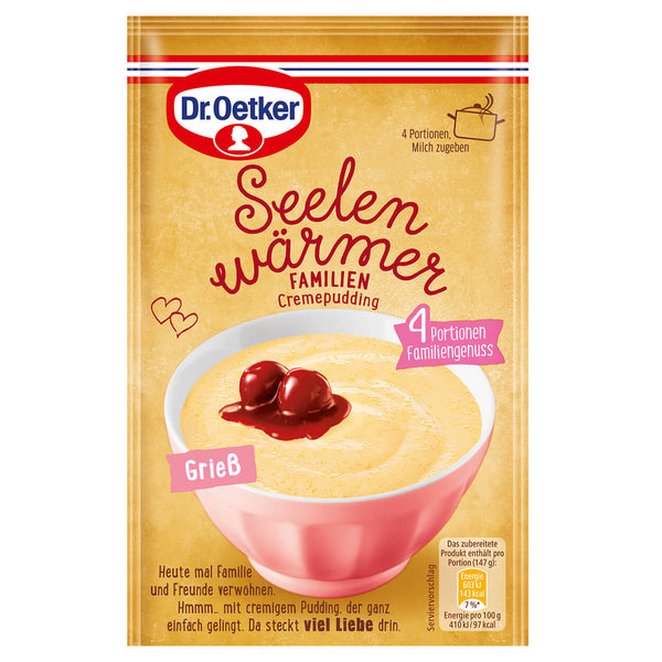 BEST BY SEPTEMBER 2024: Dr Oetker Seelen Waermer Familien Semolina Creme Pudding 91g