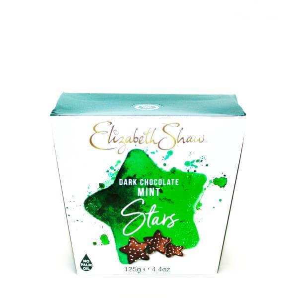 BEST BY SEPTEMBER 2024: Elizabeth Shaw Dark Chocolate Mint Stars (HEAT SENSITIVE ITEM - PLEASE ADD A THERMAL BOX TO Ythe ORDER TO PROTECT Ythe ITEMS) 125g