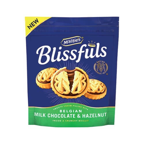 Mcvities Blissfuls Belgian Milk Chocolate and Caramel Smooth Cream Filling 172g