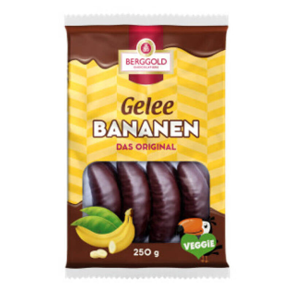 Berggold Gelee Bananen Schokoliert 250g