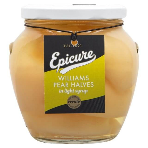 Epicure William Pear Halves In Light Syrup Jar 570g