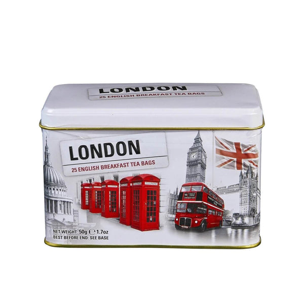 New English Teas Love London Black and White Tin 25 Tea Bags English Breakfast 50g