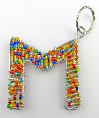 African Hut African Beaded Keyring Alphabet Letter M 23g