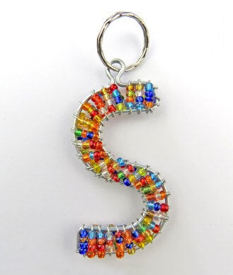 African Hut African Beaded Keyring Alphabet Letter S 23g